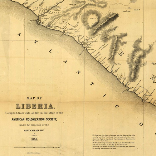 Map of Liberia from the office of the American Colonization Society. 1845