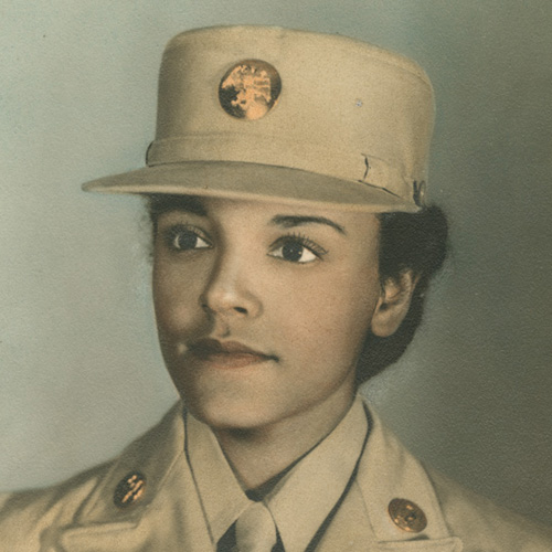 Hand tinted portrait of Pauline C. Cookman in uniform