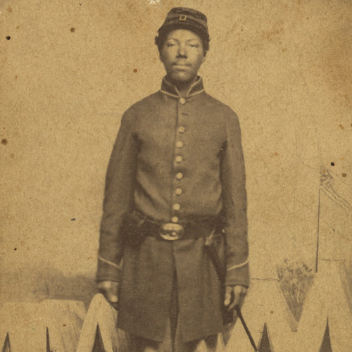 Photograph of African American Soldier John Sharper in Union army uniform.