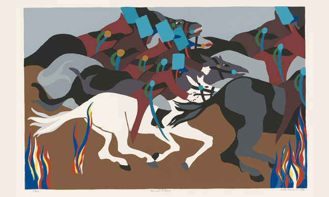 Color screenprint on wove paper. Jacob Lawrence, Lou Stovall (printer), Toussaint at Ennery, 1989.